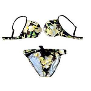 SKYE bikini in yellow & black with beaded improvements size large, apparently 🙄